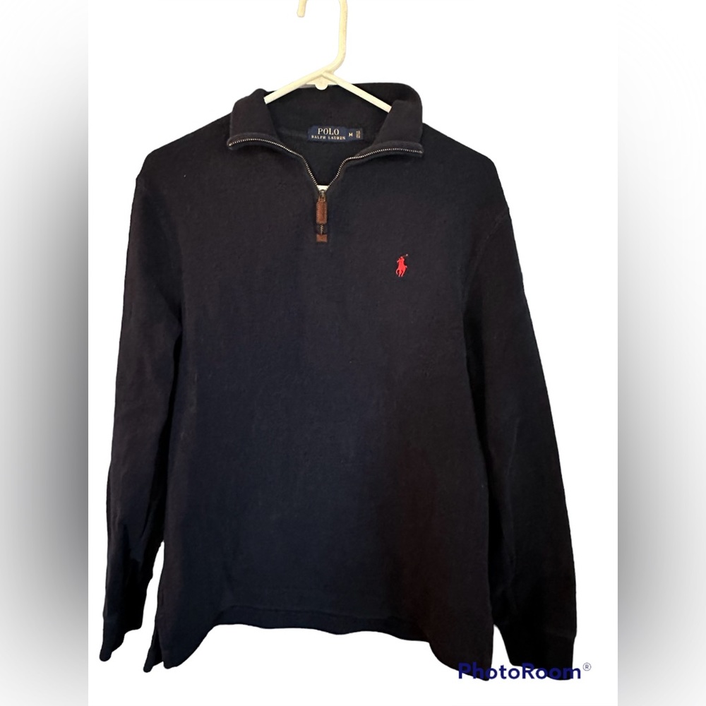 Polo quarter zip pullover. Navy blue color. Size Medium